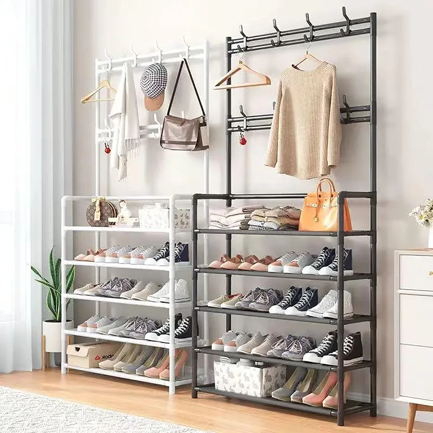 منظم أحذية مع علاقات ملابس