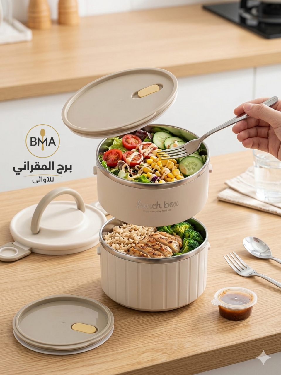 Lunch Box حراري بطبقتين ستانلس ستيل 