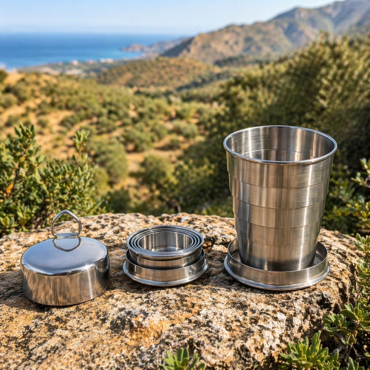 كوب سفر قابل للطي ستانلس ستيل