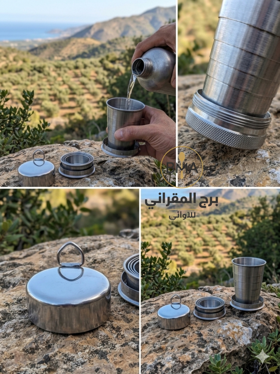 كوب سفر قابل للطي ستانلس ستيل