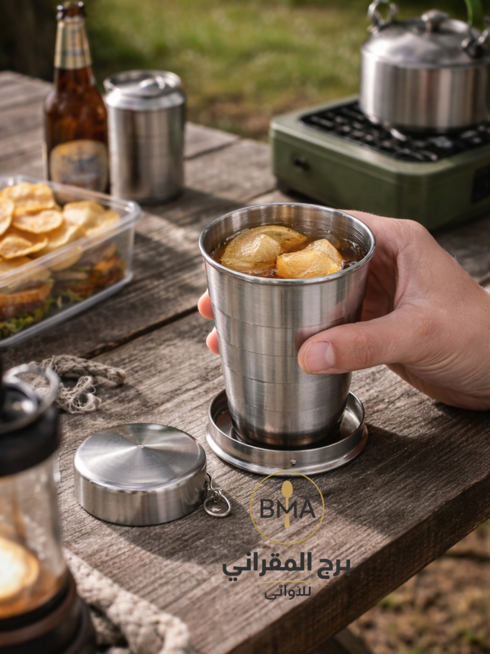 كوب سفر قابل للطي ستانلس ستيل