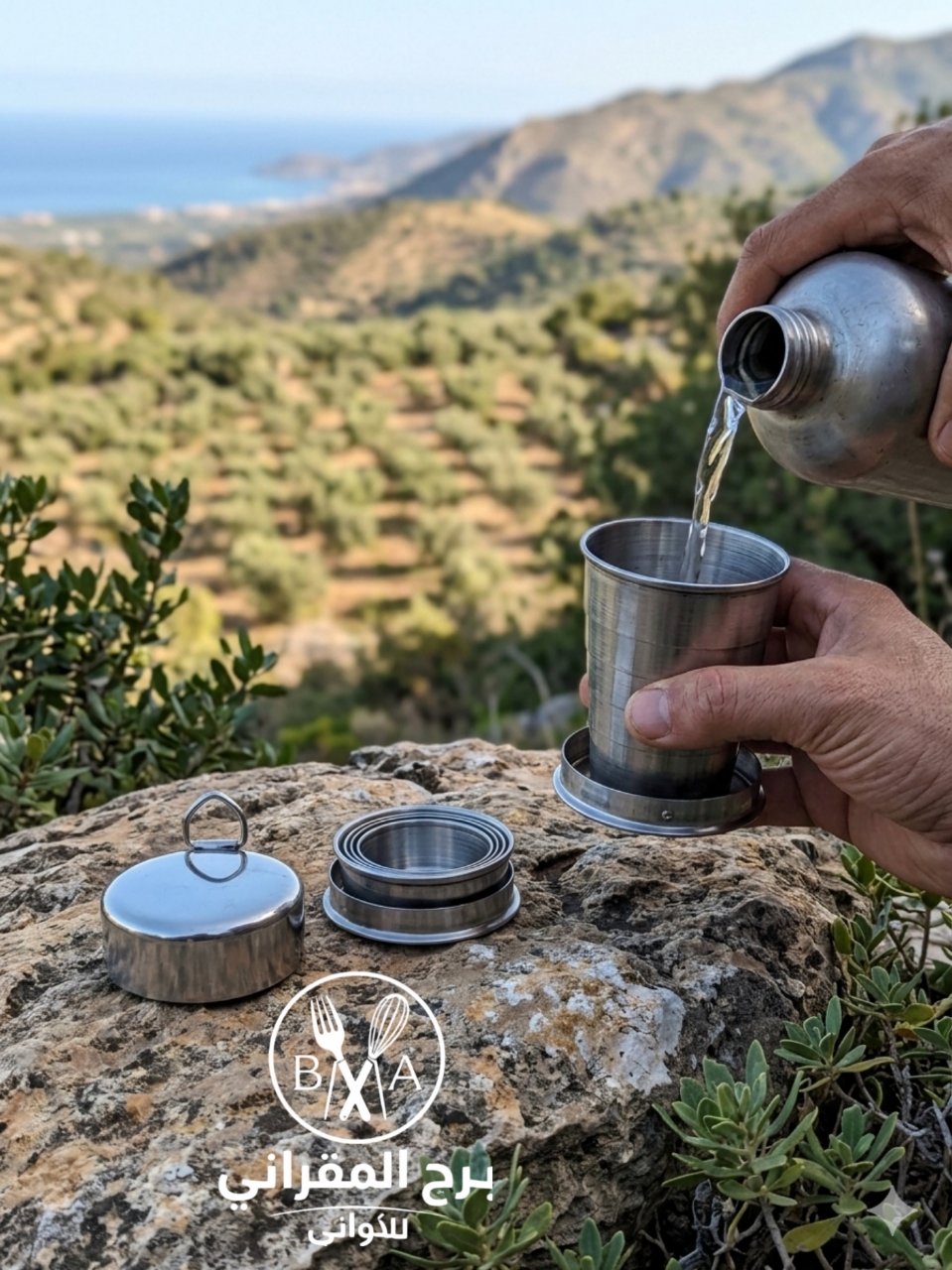 كوب سفر قابل للطي ستانلس ستيل